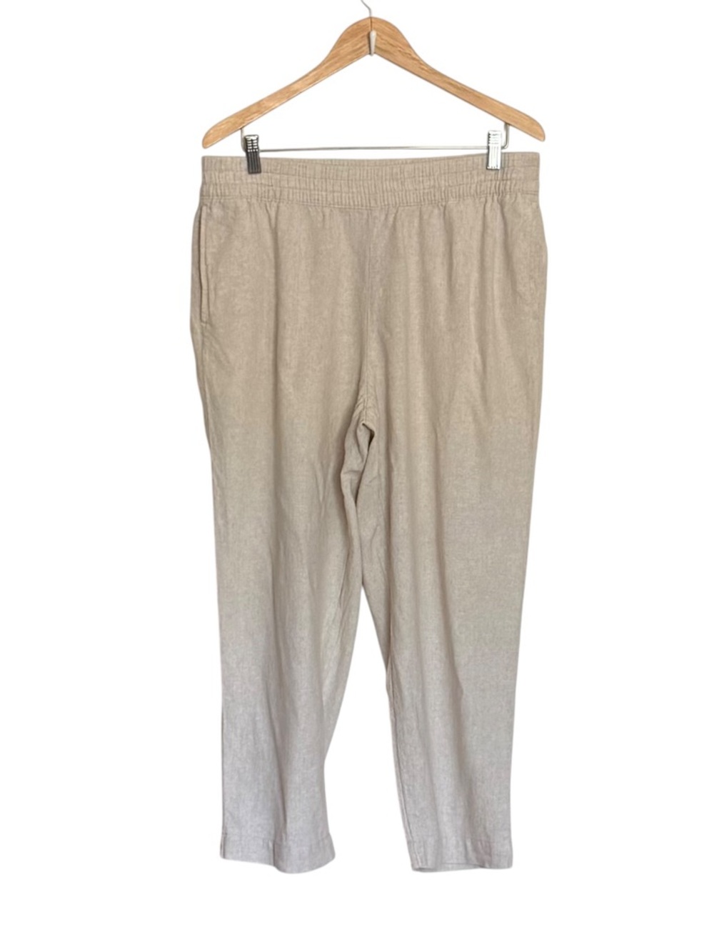 Old Navy Natural Linen Blend Elastic Waist Straight Leg Pants Size Large - Picture 3 of 8